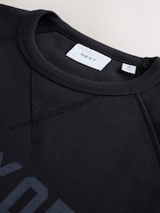 Black Graphic Soft Loopback Crew Neck Sweatshirt - Image 8 of 8