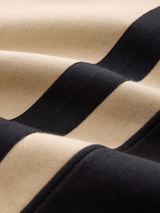 Black/Cream Block Soft Loopback Zip Neck Polo Sweatshirt - Image 7 of 8