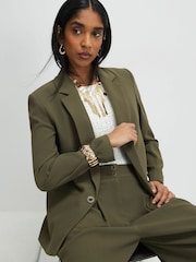 River Island Green Crepe Ruched Sleeve Blazer - Image 2 of 4