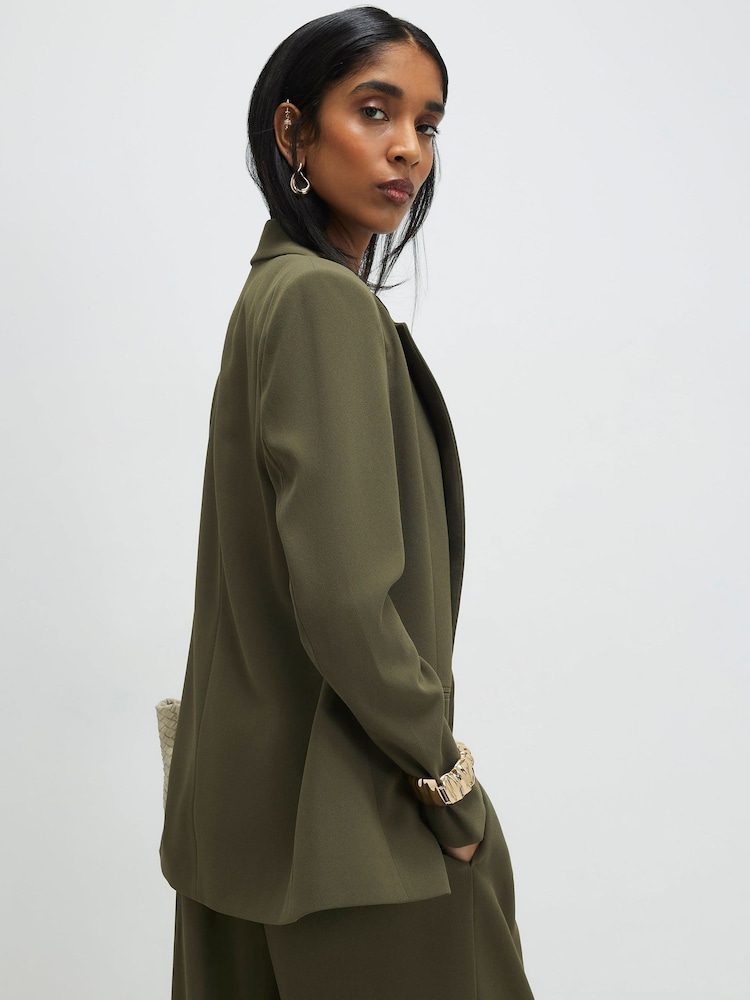 River Island Green Crepe Ruched Sleeve Blazer - Image 4 of 4