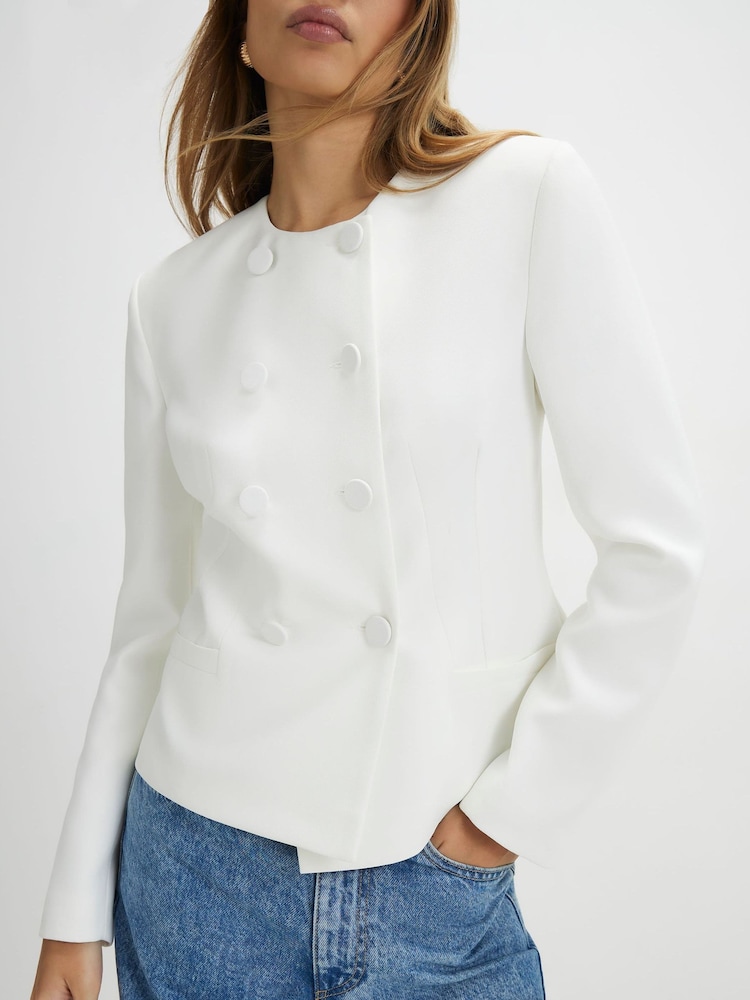 River Island Double Breasted Cape Short Blazer - Imaginea 2 din 4