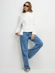 River Island Double Breasted Cape Short Blazer - Imaginea 3 din 4