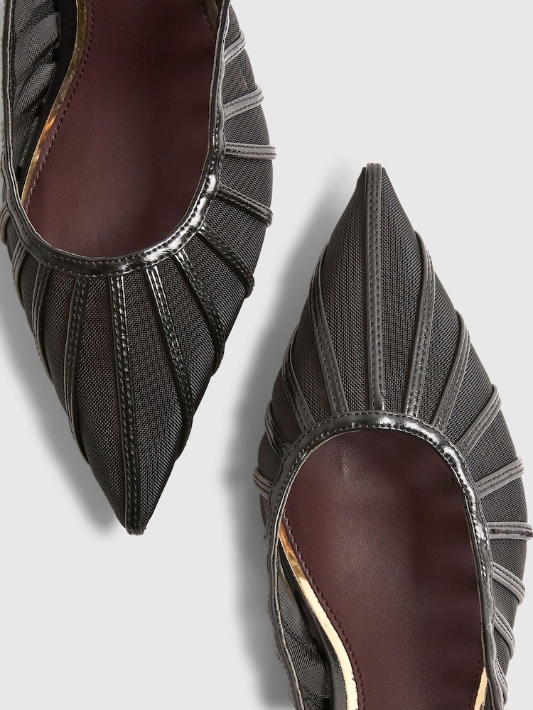 River Island Black Panelled Mesh Court Heels - Image 6 of 6