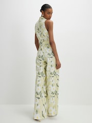 River Island Green Floral Scallop Linen Blend Jumpsuit - Image 2 of 4