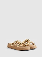 River Island Brown Studded Flatform Sandals - Image 2 of 6