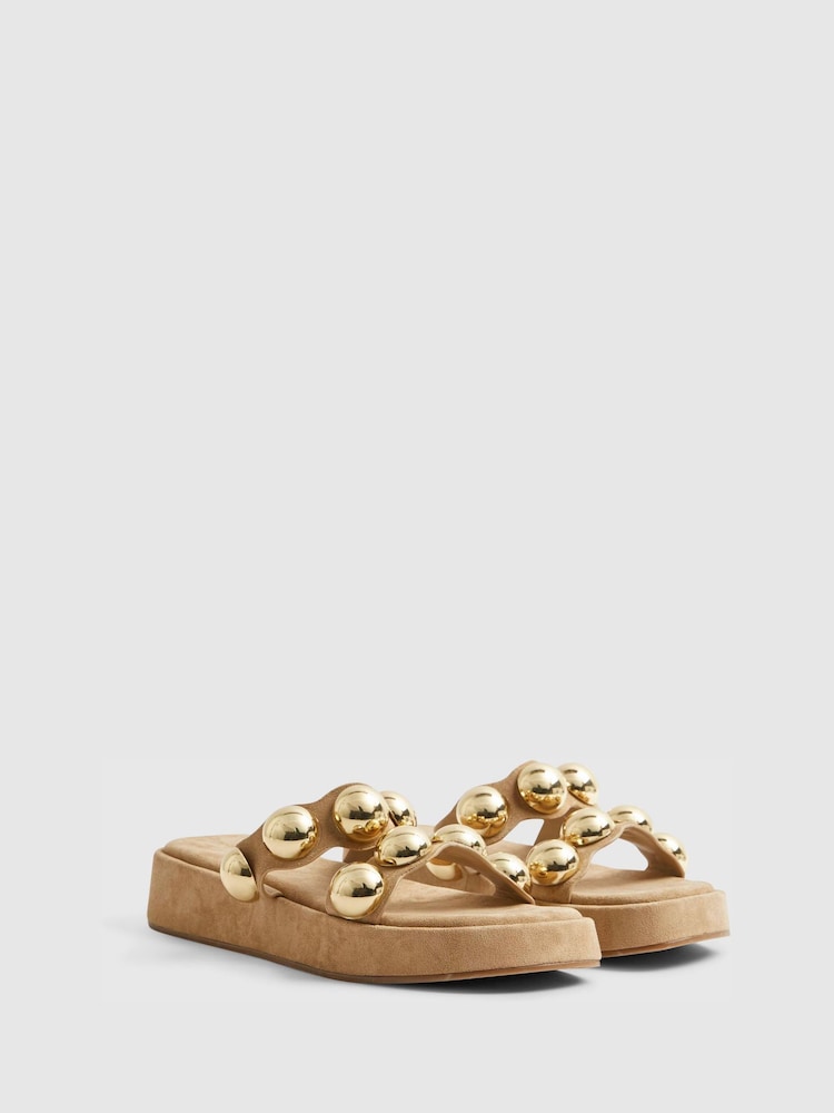 River Island Brown Studded Flatform Sandals - Image 2 of 6