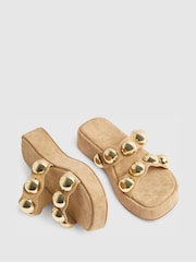 River Island Brown Studded Flatform Sandals - Image 5 of 6
