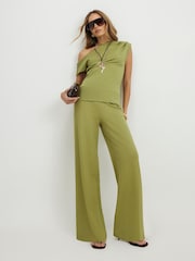 River Island Green Ponte Wide Leg Trousers - Image 1 of 4