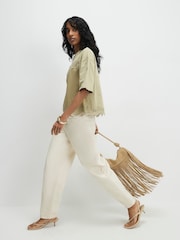 River Island Green Short Sleeve Lace Front Tee - Image 3 of 4