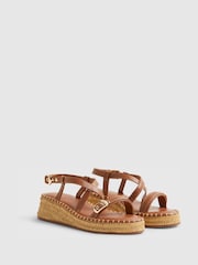 River Island Brown Cross Strap Wedge Sandals - Image 2 of 5