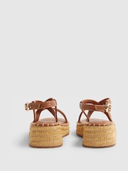 River Island Brown Cross Strap Wedge Sandals - Image 4 of 5