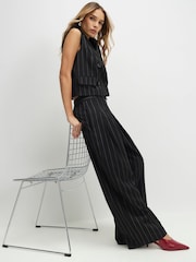 River Island Black Pinstripe Wide Leg Trousers - Image 3 of 4