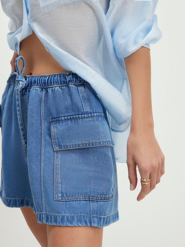River Island Cargo Pull On Denim Shorts - Imagen 4 de 4