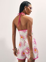 River Island White Sun Print Halter Neck Playsuit - Image 2 of 4