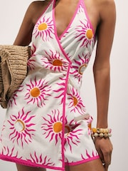 River Island White Sun Print Halter Neck Playsuit - Image 3 of 4