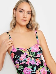 Long Tall Sally Black Tropical Print Swim Dress - Image 4 of 5