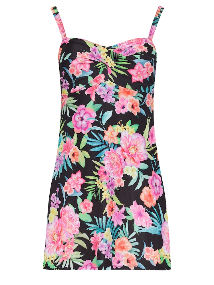 Long Tall Sally Black Tropical Print Swim Dress - Image 5 of 5