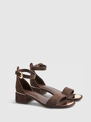 River Island Brown Faux Suede Low Block Heeled Sandals - Image 2 of 5