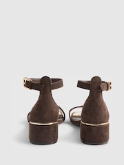 River Island Brown Faux Suede Low Block Heeled Sandals - Image 3 of 5