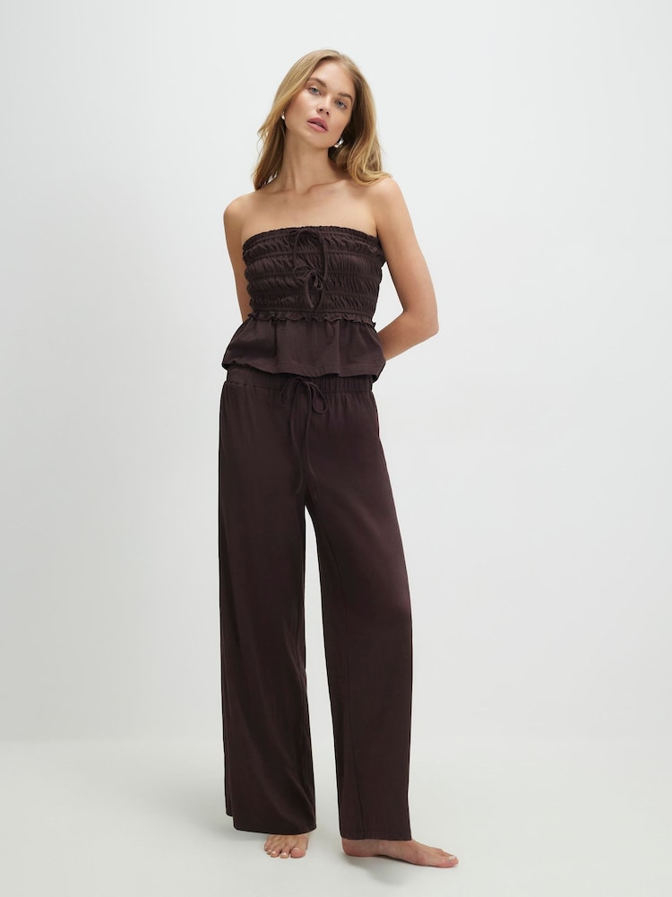 River Island Ruched Bandeau & Wide Leg Trousers Set - 画像 1 / 4
