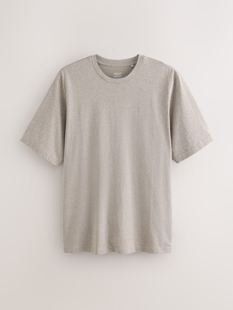 Neutral Marl Regular Fit Essential Crew Neck Cotton T-Shirt - Image 1 of 3 Neutral Marl Regular Fit Essential Crew Neck Cotton T-Shirt - Image 1 of 3