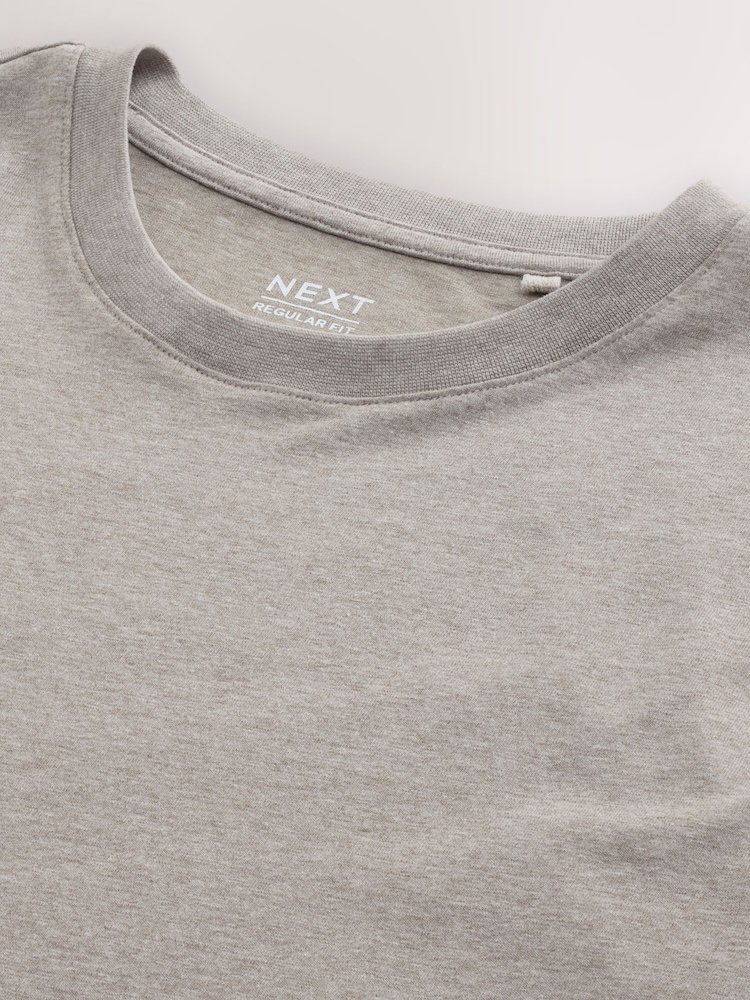 Neutral Marl Regular Fit Essential Crew Neck Cotton T-Shirt - Image 2 of 3 Neutral Marl Regular Fit Essential Crew Neck Cotton T-Shirt - Image 2 of 3
