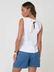Threadbare White Tie Back Sleeveless Denim Vest - Image 3 of 4