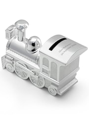 Personalised Silver Plated Train Money Box by Treat Republic - Image 5 of 5