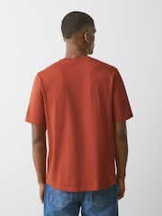 Pumpkin Orange Regular Fit Essential Crew Neck Cotton T-Shirt - Image 4 of 7