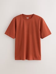 Pumpkin Orange Regular Fit Essential Crew Neck Cotton T-Shirt - Image 5 of 7