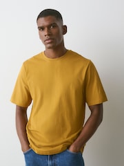 Yellow Gold Regular Fit Essential Crew Neck Cotton T-Shirt - Image 1 of 7