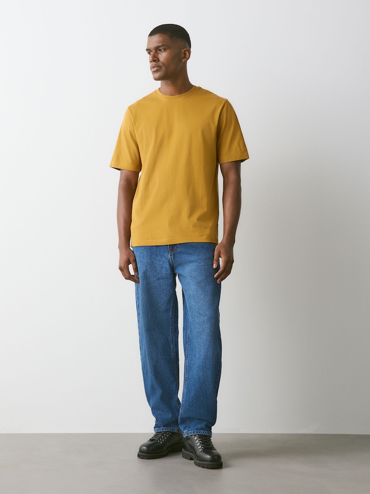 Yellow Gold Regular Fit Essential Crew Neck Cotton T-Shirt - Image 2 of 7 Yellow Gold Regular Fit Essential Crew Neck Cotton T-Shirt - Image 2 of 7
