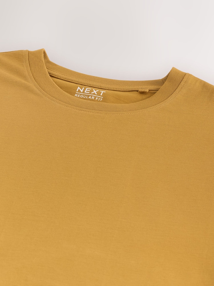 Yellow Gold Regular Fit Essential Crew Neck Cotton T-Shirt - Image 7 of 7 Yellow Gold Regular Fit Essential Crew Neck Cotton T-Shirt - Image 7 of 7