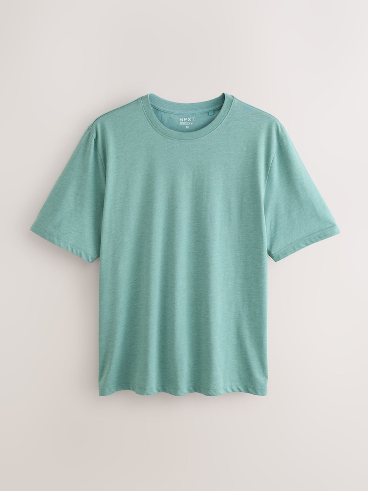 Seafoam Marl Regular Fit Essential Crew Neck Cotton T-Shirt - Image 1 of 3