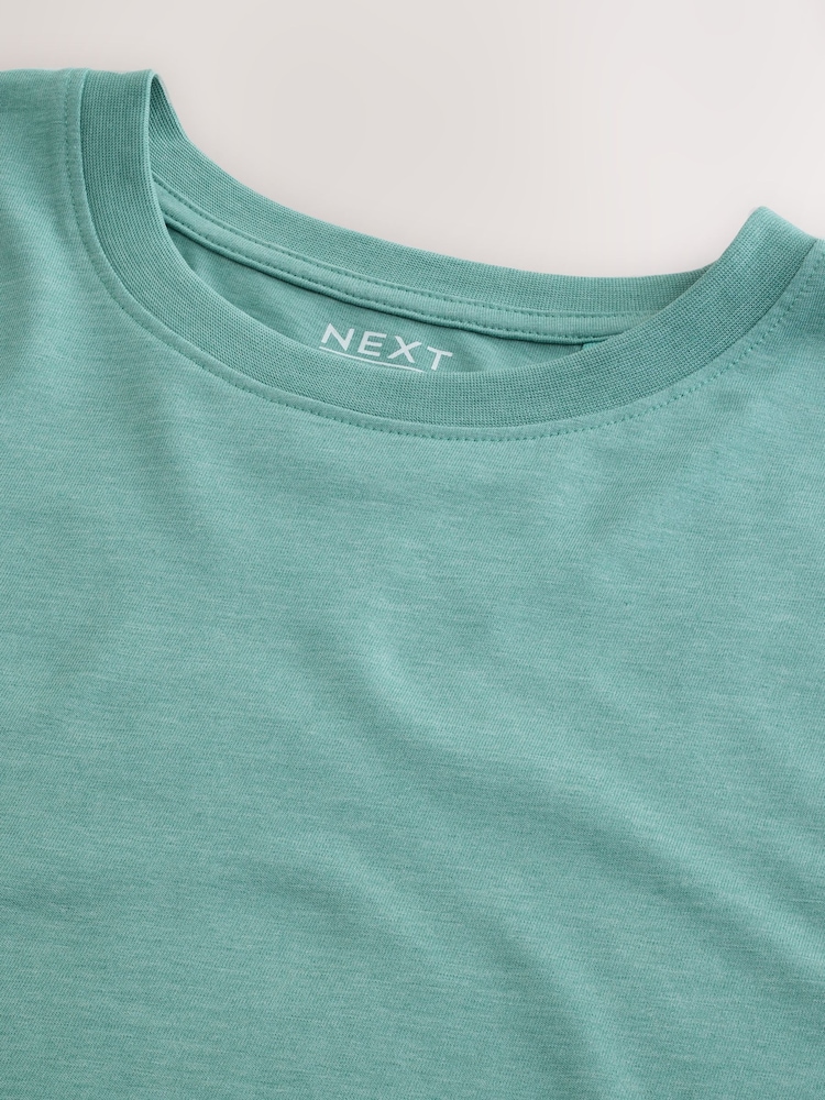 Seafoam Marl Regular Fit Essential Crew Neck Cotton T-Shirt - Image 3 of 3