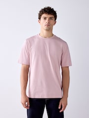 Pale Pink Slim Fit Essential Crew Neck Cotton T-Shirt - Image 1 of 7