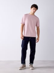 Pale Pink Slim Fit Essential Crew Neck Cotton T-Shirt - Image 2 of 7