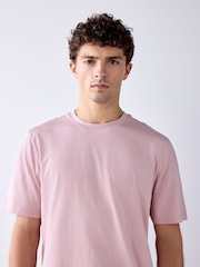Pale Pink Slim Fit Essential Crew Neck Cotton T-Shirt - Image 4 of 7