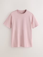 Pale Pink Slim Fit Essential Crew Neck Cotton T-Shirt - Image 5 of 7