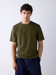 Army Green Regular Fit Essential Crew Neck Cotton T-Shirt - Image 3 of 8