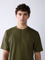 Army Green Regular Fit Essential Crew Neck Cotton T-Shirt - Image 5 of 8