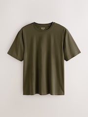 Army Green Regular Fit Essential Crew Neck Cotton T-Shirt - Image 6 of 8