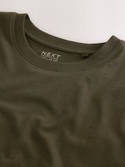 Army Green Regular Fit Essential Crew Neck Cotton T-Shirt - Image 7 of 8