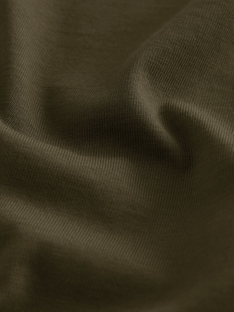 Army Green Regular Fit Essential Crew Neck Cotton T-Shirt - Image 8 of 8