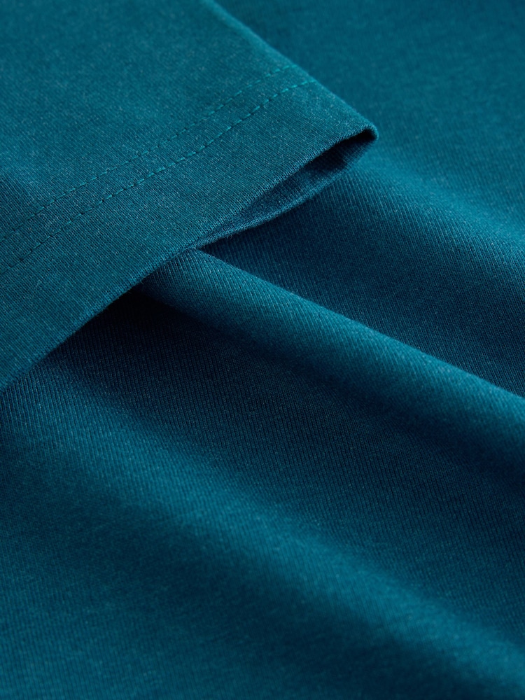 Teal Marl Regular Fit Essential Crew Neck Cotton T-Shirt - Image 3 of 3