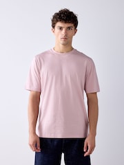 Pale Pink Regular Fit Essential Crew Neck Cotton T-Shirt - Image 1 of 7