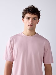 Pale Pink Regular Fit Essential Crew Neck Cotton T-Shirt - Image 4 of 7