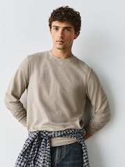 Neutral Marl Regular Fit Long Sleeve Crew Neck T-Shirt - Image 1 of 8
