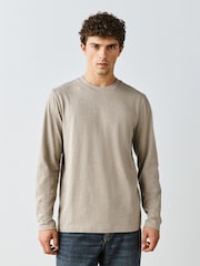 Neutral Marl Regular Fit Long Sleeve Crew Neck T-Shirt - Image 3 of 8
