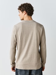 Neutral Marl Regular Fit Long Sleeve Crew Neck T-Shirt - Image 4 of 8